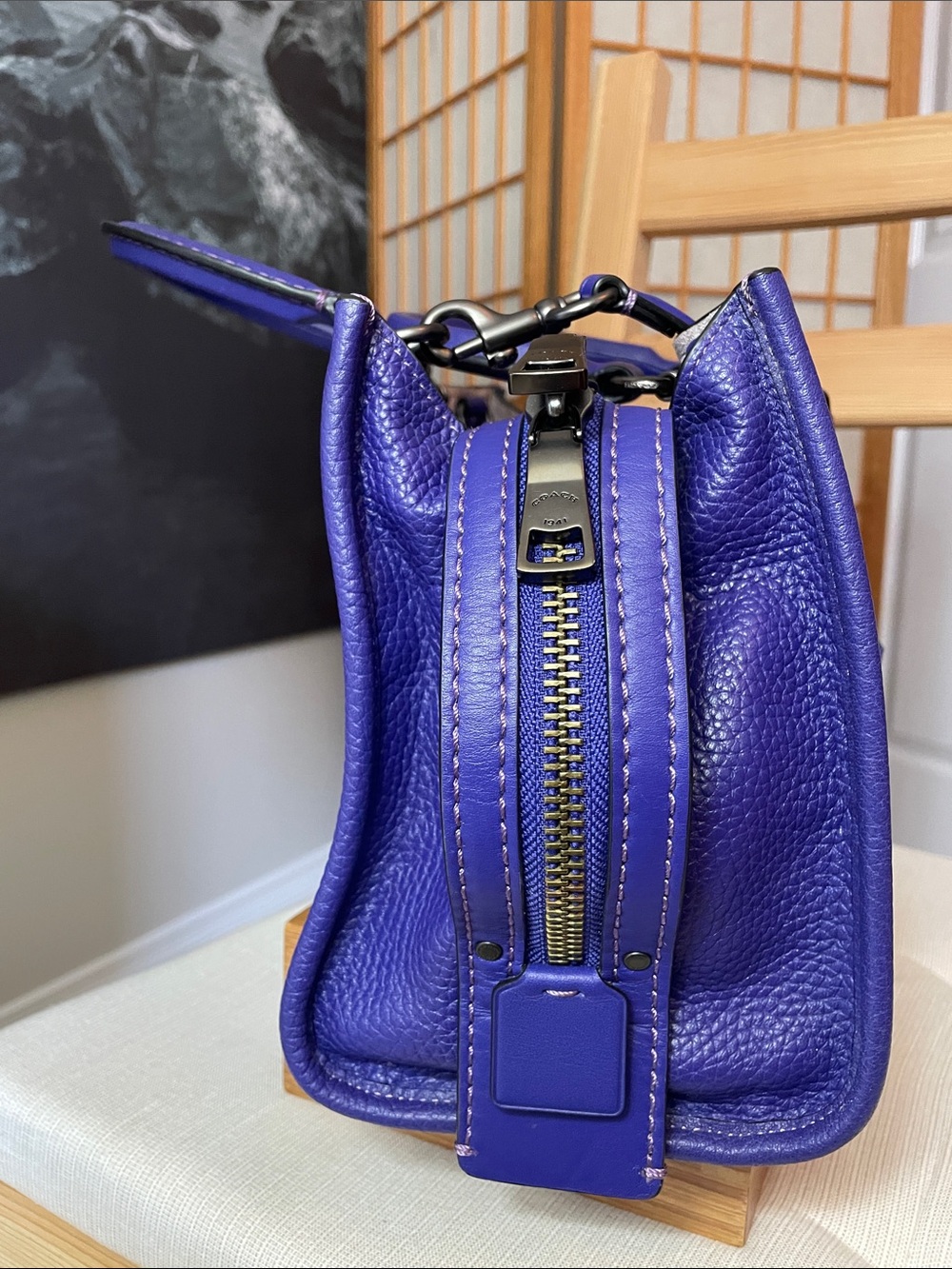 Coach 1941 X Disney Purple "Dark Fairy Tale" Pebble Leather Rogue 25 Satchel Bag - Picture 7 of 17